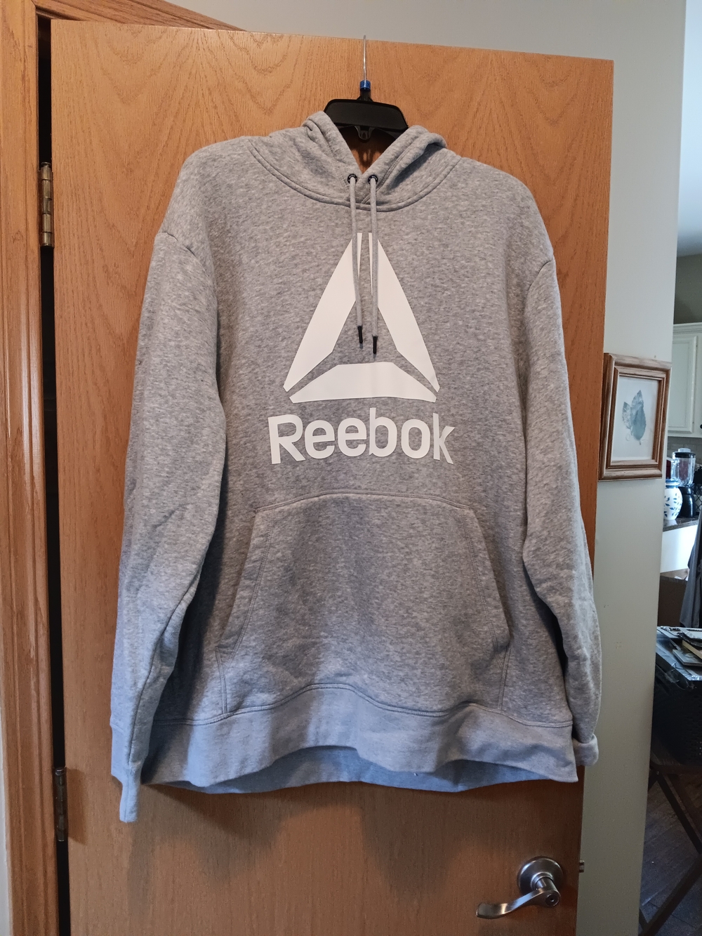 Mens Size 3XL Reebok Gray Crewneck Logo Hoodie Sweatshirt